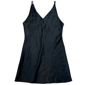VICTORIAS SECRET Vintage 90s Nightie Womens Small Black Satin Mini Slip Dress